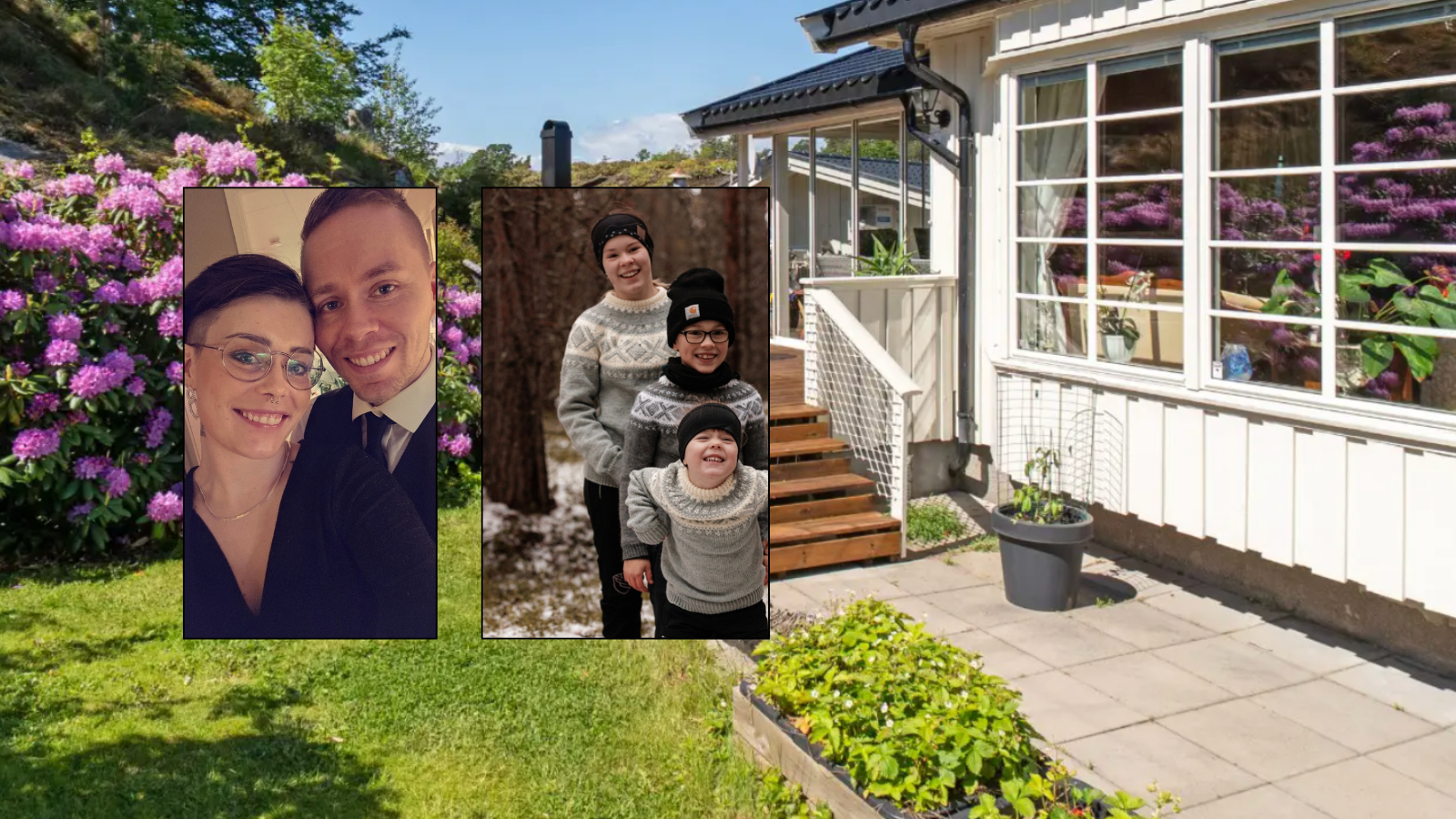 Én meter med snø i april - nå flytter familien på fem til solkysten i Larvik